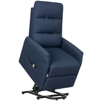 HOMCOM Power Lift Chair for Elderly, Fabric Recliner Sofa with Remote Control, Side Pockets, Quick Assembly, Deep Blue(m-11)