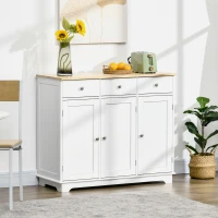 HOMCOM Modern Sideboard, Buffet Cabinet with Storage Cabinets, Drawers and Adjustable Shelves for Living Room, White(m-1)