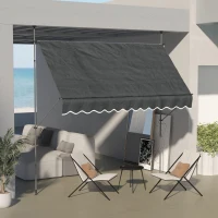 Outsunny 10' x 4' Manual Retractable Awning, Non-Screw Freestanding Patio Awning, UV Resistant, for Window or Door, Dark Grey(m-1)