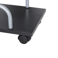 HOMCOM 69" Modern L-Shaped Tempered Glass Office Computer Desk with Elevated Monitor Stand, Rolling CPU Holder, Pull Out Keyboard Tray and Steel Frame, Black(m-9)