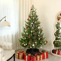 HOMCOM 6.5ft Artificial Sparse Christmas Tree with Steel Stand and 1933 Tips for Home Office Holiday(m-10)