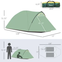 Outsunny 3-Person Camping Tent Backpacking Tent with Vestibule Area, Water-Fighting Polyester Rain Cover, & Mesh Windows, Yellow(m-3)