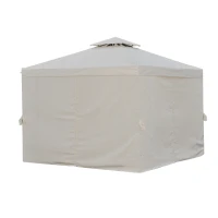 Outsunny 10' x 10' Patio Gazebo Outdoor, Canopy Shelter with Double-tier Roof, Pavilion Sidewalls for Garden Events, Cream White(m-11)