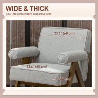 HOMCOM Cashmere Accent Chair Armchair with Wide Seat and Soft Padded Armrests for Reading, Bedroom, Light Grey(m-4)