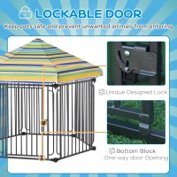PawHut 48" x 41" Heavy-Duty Metal Dog Playpen, Outdoor Pet Cage Kennel, Puppy Exercise Fence Barrier with Weather-Resistant Polyester Roof, Locking Door, & Metal Frame(m-4)