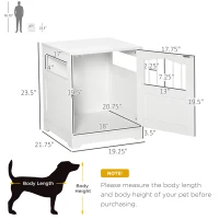 PawHut Furniture Style Dog Crate, Wooden End Table Pet Kennel with Lockable Door for Small Medium Dog Indoor Puppy Cage, White(m-3)