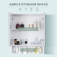kleankin Wall Mounted Bathroom Medicine Cabinet with Mirror and Adjustable Shelves, White(m-4)