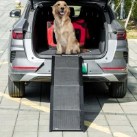 PawHut Folding Pet Ramp, 62 Inch Lightweight Portable Dog Ramp for Extra Large Dogs, Non-Slip Surface for Cars, Trucks and SUVs, Black(m-8)