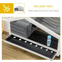 PawHut 35" Wooden Rabbit Hutch with No-leak Tray, Pet Playpen with Wheels, Water Bottle, Bunny House for Rabbits and Small Animals, Dark Gray(m-6)