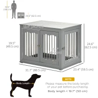 PawHut Dog Crate Furniture, Dog Kennel with Three Doors, Locks and Latches, Indoor Use, for Medium Dogs, Grey(m-3)