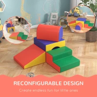 Qaba 4 Piece Foam Play Set, Soft & Safe Kids Toddlers Children Climbing Set for Crawling or Sliding, Assorted(m-6)