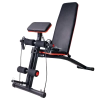 Soozier Foldable Press Bench Adjustable Dumbbell, Weight Training Bench Exercises Gym Chair, Black & Red(m-2)