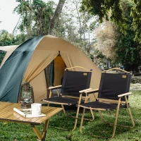 Outsunny Set of 2 Camping Chair, Lightweight Folding Chair, Portable Armchairs, Excellent for Festivals, Fishing, Beach and Hiking, Black(m-1)