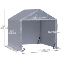 Outsunny 6.6' x 6.6' Waterproof Garden Storage Shed for Motorcycle, Bike, Grey(m-3)