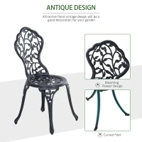 Outsunny 3 Pieces Bistro Set, Patio Table and Chairs with Cast Aluminum Frame for Garden, Balcony, Porch, Black(m-4)
