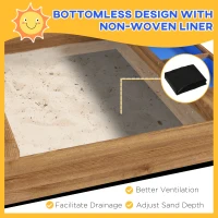 Outsunny Wooden Sandbox with Canopy, House Design for 3-7 Years Old, Brown(m-5)