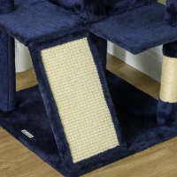 PawHut 54" Cat Tree, Multi-Level Cat Tower with Scratching Posts, Cat Condos, Bed, Platforms, Ramp, Toy Ball, Dark Blue(m-10)