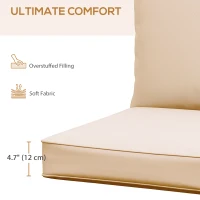 Outsunny Patio Chair Cushions, Thick Deep Seat Outdoor Seat Cushion with Back Cushion, Beige(m-4)