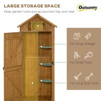 Outsunny 30" x 21" x 71" Garden Storage Shed, Outdoor Tool Utility Storage House  with 3 Tier Shelves and Roof, Brown(m-6)