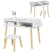 Qaba 3 in 1 Kids Table and Chair Set for Playing, Drawing, Reading, Art, Craft, for Nursery, Playroom, Grey(m-11)