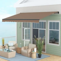 Outsunny 13' x 10' Retractable Awning, 280gsm UV Resistant Sunshade Shelter for Deck, Balcony, Yard, Coffee(m-10)