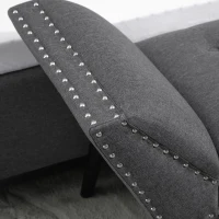 HOMCOM Modern Button Tufted Sitting Bench, Accent Fabric Upholstered Ottoman for Bedroom or Living Room, Charcoal Grey(m-8)