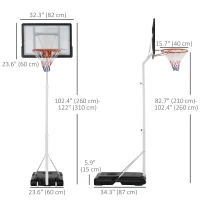 Soozier Portable Basketball Hoop, 7ft-8.5ft Height Adjustable Basketball System with Wheels & 32.3" Backboard for Youth Junior(m-3)