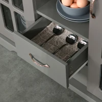 HOMCOM Sideboard Buffet Cabinet, Kitchen Cabinet, Coffee Bar Cabinet with 2 Framed Glass Doors, 2 Drawers and 2 Open Shelves for Living Room, Gray(m-9)