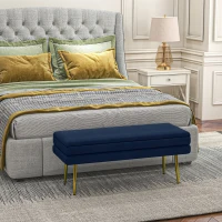 HOMCOM 39" Storage Ottoman, Velvet End of Bed Bench with Steel Legs, Foot Stool with Storage for Bedroom, Living Room(m-8)