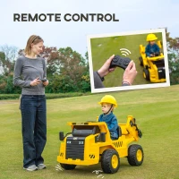 Qaba Caterpillar Licensed 12V Electric Ride on Excavator w/ Remote, Bucket, Shovel, Music, Loudspeaker for Ages 3-6, Yellow(m-6)