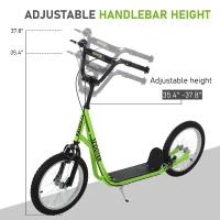 Aosom Youth Scooter Kick Scooter for Kids 5+ with Adjustable Handlebar Front and Rear Dual Brakes, Light Green(m-4)