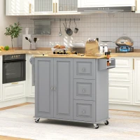 HOMCOM Kitchen Island on Wheels, Kitchen Cart with Drop Leaf, Drawers, Grey(m-1)