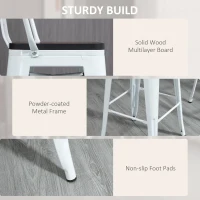 HOMCOM 3 Piece Industrial Dining Table Set, Bar Height Bar Table and Chairs Set with Footrests for Bistro, Pub, White and Brown(m-6)
