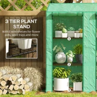 Outsunny Portable Mini Greenhouse Green House with 3 Tier Shelves, Reinforced PE Cover, Roll-up Doors, 56.3" x 18.1" x 59.4"(m-5)