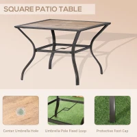Outsunny 5 Piece Garden Patio Dining Furniture, Outdoor Conversation Set, 37" Dinner Table with Umbrella Hole, 4 Rocking Swivel Chairs for Garden, Lawn, Backyard, Coffee Bean Brown(m-4)