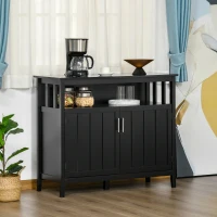 HOMCOM Sideboard Buffet Cabinet, Coffee Bar Cabinet with 2 Doors and Adjustable Shelves, Console Table for Kitchen Entryway Living Room, Black(m-4)