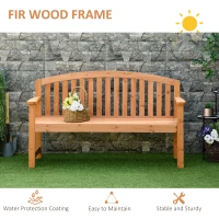 Outsunny 55" Wooden Garden Bench, 2 Seater Outdoor Patio Seat with Slatted Design for Deck, Porch or Garden, Natural(m-5)