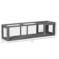 PawHut Outdoor Cat Tunnel with Extendable Design, 59" L Wooden Cat Run with Weather Protection, Connecting Inside and Outside, for Deck Patios, Balconies, Gray(m-3)