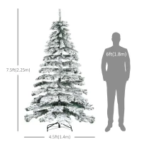 HOMCOM 7.5ft Artificial Snow Flocked Christmas Tree Xmas Tree Holiday Home Indoor Decoration for Party with Foldable Feet, Green(m-3)