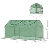 Outsunny 47" x 24" x 24" Portable Mini Tunnel Greenhouse Garden Planting Outdoor Flower Warm House Box with 2 Windows Steel Frame PE Cover, Green(m-3)