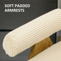 HOMCOM Corduroy Accent Chair Armchair with Wide Seat and Soft Padded Armrests for Reading, Bedroom, Beige(m-5)