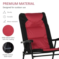 Outsunny 2 Piece Outdoor Patio Furniture Set with 2 Folding Padded Rocking Chairs, Bistro Style for Porch, Camping, Balcony, Red(m-6)