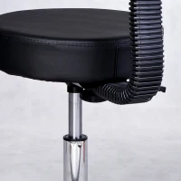 HOMCOM PU Leather Adjustable Rolling Stool, Round Swivel Drafting Stool with Back, Wheels, Black(m-10)