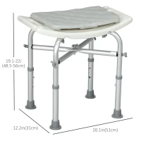 HOMCOM Shower Chair for Inside Shower, Shower Stool with Removable Padded Cushion, Suction Cup Feet for Tub and Bathroom, Bath Chair for Elderly, Tool-Free Assembly, 330lbs(m-3)