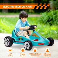 Qaba 6V Electric Go Kart for Aged 3-5 Kids with Music, Light, Horn, Blue(m-7)