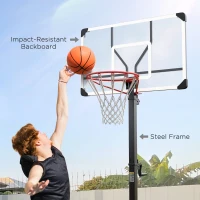 Soozier Foldable & Portable Basketball Hoop, 4.3-10.2' Adjustable Basketball Goal with 4 Wheels for Teenagers, Youth & Adults(m-8)