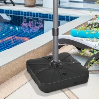 Outsunny Fillable Cantilever Patio Umbrella Base with Wheels, Heavy-duty Offset Umbrella Weights with Spouts and Cross Base, 285lbs Sand or 220lbs Water Filled, Black(m-8)