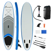 Soozier Inflatable Paddle Board, 10'×31.5"×6" Stand Up Paddle Board, Lightweight & Foldable w/ ISUP Accessories & Carry Bag, Aluminum Paddle, Fix Accessories Set, Air Pump, Leash(m-2)