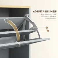 HOMCOM Modern Shoe Storage with 3 Flip Drawers and Adjustable Shelves, Shoe Cabinet Organizer for 12-18 Pairs of Shoes, Grey(m-5)