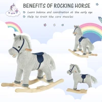 Qaba Kids Rocking Horse Plush Ride on Horse Toddle Rocker for 36-72 Months(m-6)